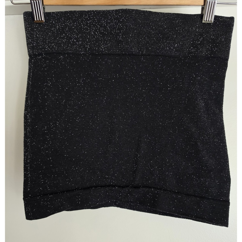 Victoria's Secret Mini Skirt One Size Black Silver Metallic Shimmer Stretch